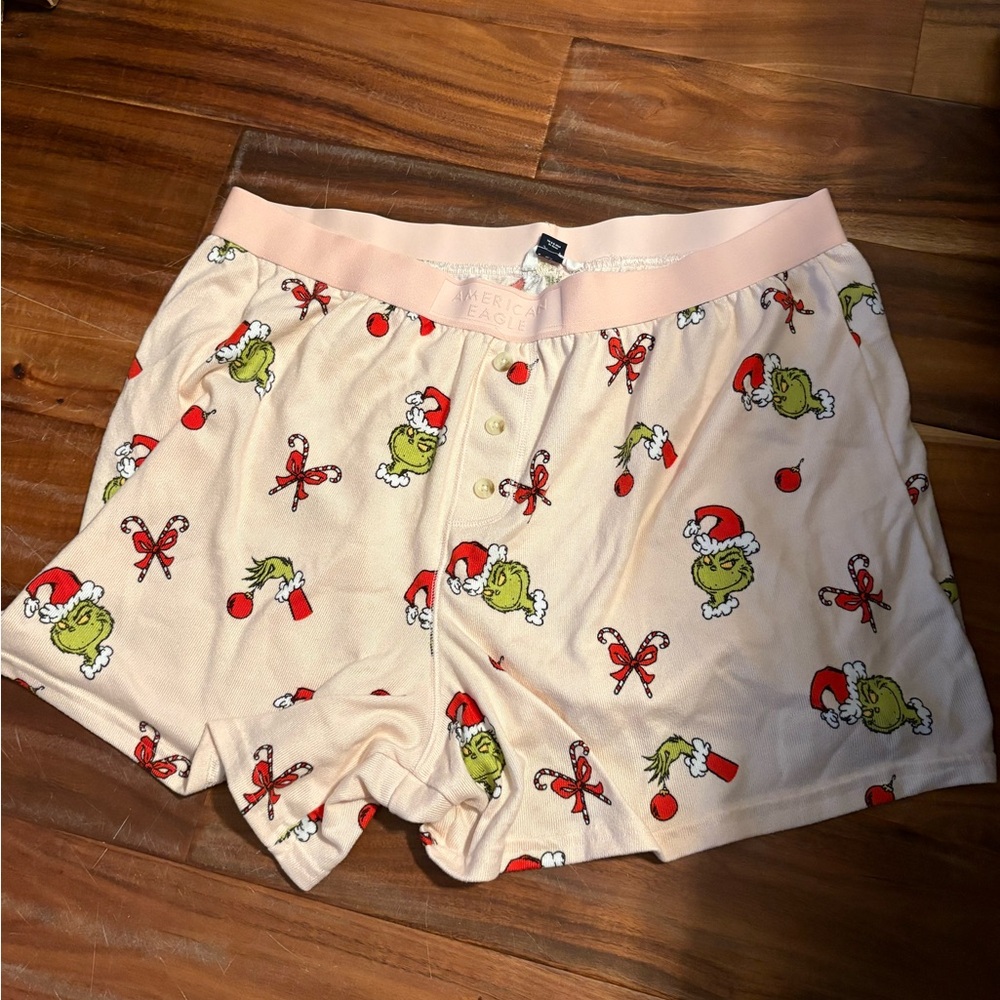 American Eagle Grinch Christmas Shorts Women’s XL Holiday PJ Bottoms (0772)